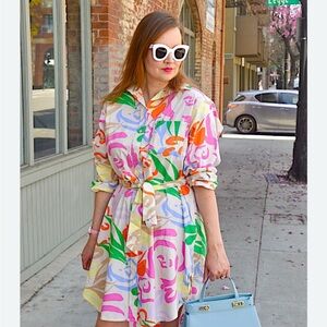 GAP Multicolor Floral shirt Mini Dress
